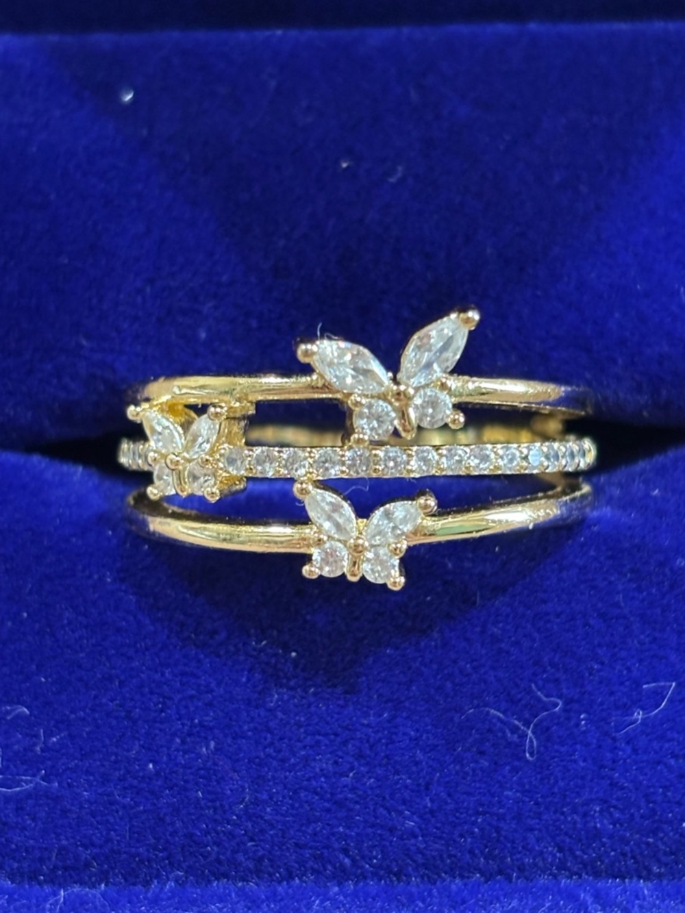 18kt Gold filled Butterfly AAA CZ Stacking Ring - Women Jewelry size 9